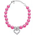 Mirage Pet Products Mirage Pet Products 99-04 MDBPK Heart and Pearl Necklace Bright Pink Md - 8-10 99-04 MDBPK
